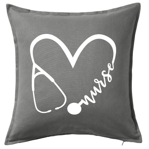 HARD EDGE DESIGN Nurse Stethoscope Heart Grey Throw Pillow Cover
