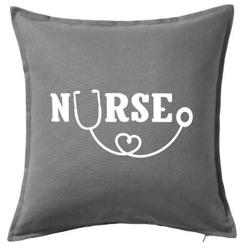 HARD EDGE DESIGN Nurse Stethoscope Grey Throw Pillow with Polyester Filling