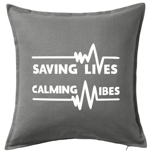 HARD EDGE DESIGN Saving Lives Calming Vibes Heartbeat Pulse Grey Throw Pillow Cover