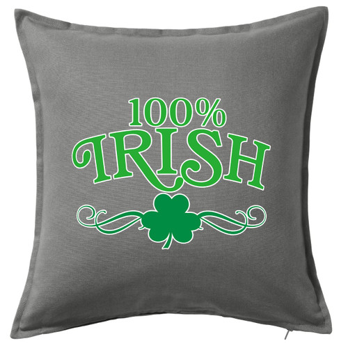 HARD EDGE DESIGN 100 Percent Irish Shamrock Grey Throw Pillow with Polyester Filling