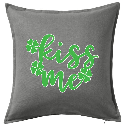 HARD EDGE DESIGN Kiss Me Clovers Grey Throw Pillow with Polyester Filling