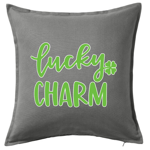 HARD EDGE DESIGN Lucky Charm Clover Grey Throw Pillow with Polyester Filling