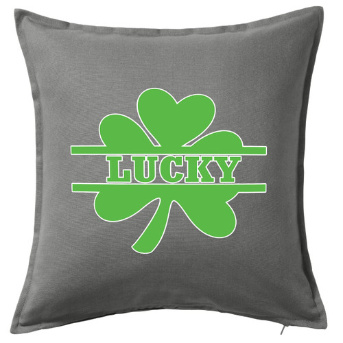 HARD EDGE DESIGN Lucky Shamrock Grey Throw Pillow Cover