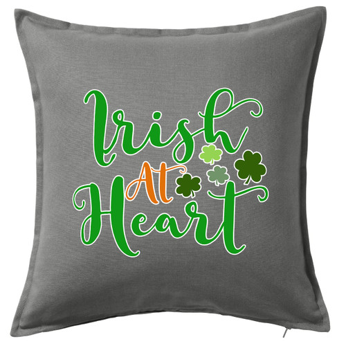 HARD EDGE DESIGN Irish at Heart Script Clovers Grey Throw Pillow Cover