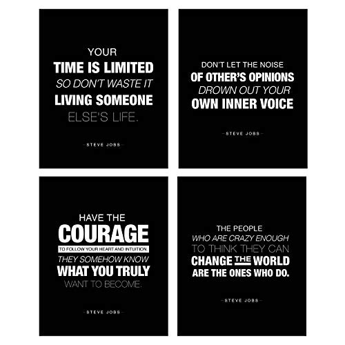 (4 Pack) Motivational Wall Art Steve Jobs Quote Inspirational Posters 8 x 10 Success Wall Art Inspired by A Famous Leader And Thinker! Great for Decoration, School, Business And Much More (Steve Jobs) (4 Pack) Motivational Wall Art Steve Jobs Quote Inspirational Posters 8 x 10 Success Wall Art Inspired by A Famous Leader And Thinker! Great for Decoration, School, Business And Much More (Steve Jobs)
