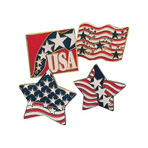 METAL PATRIOTIC CLUTCH PINS (1 DOZEN) - BULK