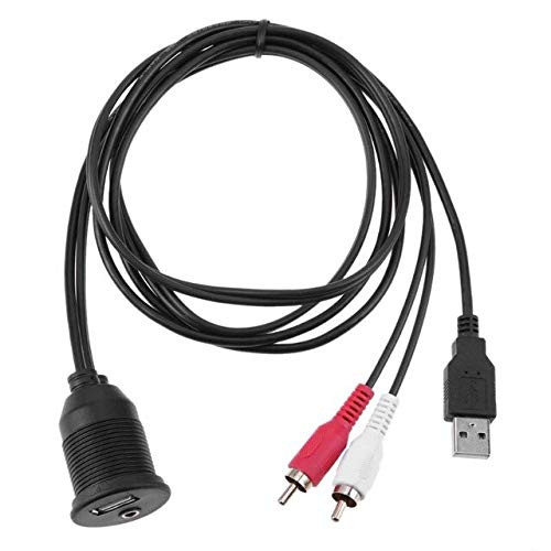 Davitu Cables, Adapters & Sockets - 1m Car Dashboard Flush Mount USB 3.5mm AUX 2RCA Socket Extension Lead Panel Cable Waterproof Cord Wire Auto Moto Boat Accessory - (Color Name: Black)