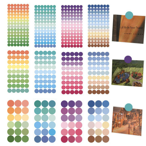 644 Pieces Colorful Circle Stickers Removable Boho Mini Dots Sticker Round Coding Labels for Classrooms Offices Labeling Marking Planner to Do List Calendar (12 Sheet)
