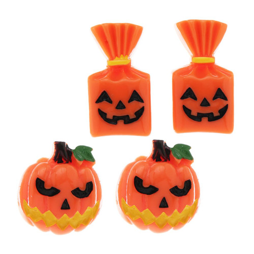 Pumpkin Earrings Studs 4 Pairs Grimace Pumpkin Stud Earrings Gift Sets Girls Suit Earrings for Women Earring Studs Halloween Earrings for Girls Gift Sets for Resin Orange Grimace