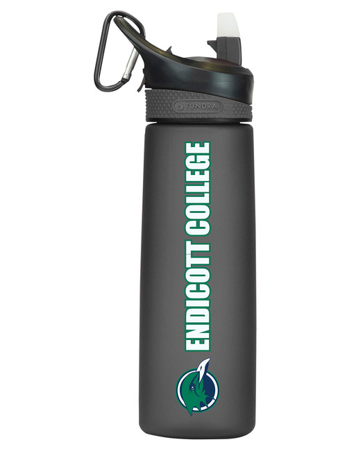 Endicott College Tritan Plastic Frosted Sport Water Bottle, Design-1 - Black
