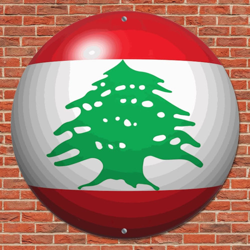 Vintage Metal Tin Sign Lebanon Country Flag Patriotic Travel Poster Flat Sign Retro Home Bar Sign Nostalgic Wreath Sign Metal Poster for Patio Home Wall Art Decor 12 Inch