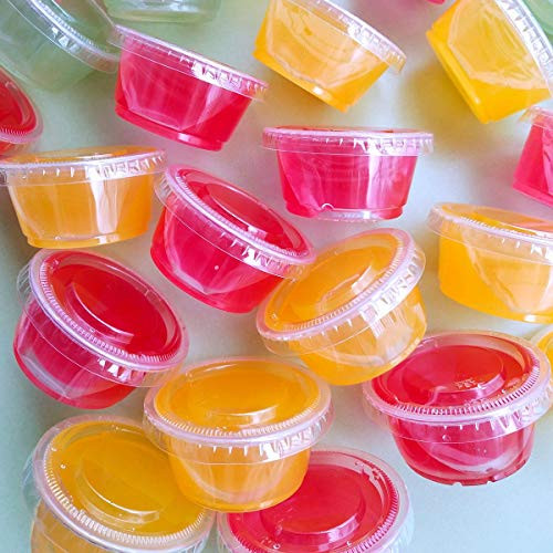 TashiBox Disposable Plastic Portion lids, Set of 100-jello Shot, Souffle, Sampling, Sauce Cups, 3.25 oz, Clear