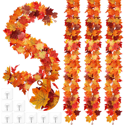 Fovths 4 Pack Fall Maple Leaves Garland 5.8ft/pc Artificial Fall Foliage Garland Autumn Hanging Vine Fall Garland Leaves Colorful Autumn Decor for Wedding Thanksgiving Dinner Party Decor
