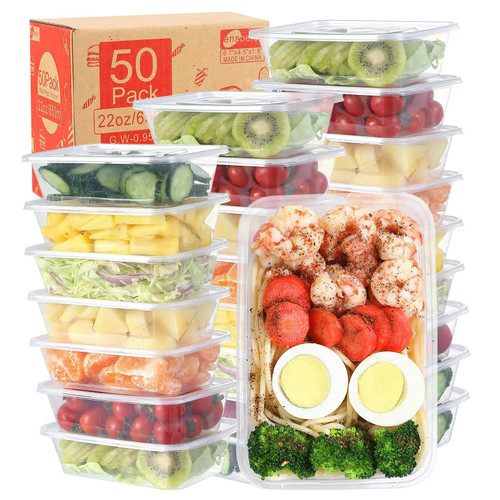 50Pcs Food Storage Containers with Airtight Lids, 22oz Reusable Deli Containers with Lids, Disposable Lunch Boxes, BPA Free Plastic Food Boxes- Stackable, Microwaveable & Freezer Dishwasher Safe 50Pcs Food Storage Containers with Airtight Lids, 22oz Reusable Deli Containers with Lids, Disposable Lunch Boxes, BPA Free Plastic Food Boxes- Stackable, Microwaveable & Freezer Dishwasher Safe