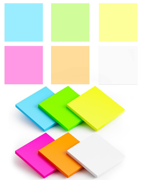 EOOUT Transparent Sticky Notes 3" x 3" Clear Sticky Notes 6 Color Translucent Sticky Notes Waterproof Self-Sticky Notes Aesthetic Office School Supplies (6 Pads)