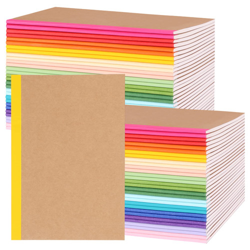 EOOUT 60 Pack A5 Kraft Notebooks, Composition Notebooks Lined Journal Bulk, 15 Colors with Rainbow Spines, 60 Pages for Kids Women Girls, School Office Supplies