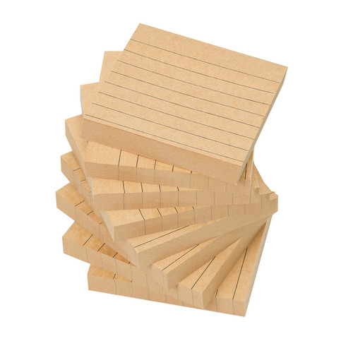 EOOUT 8 Pads Kraft Lined Sticky Notes 3x3 Inches Self-Stick Note Pads, 100 Sheets/Pad, Super Adhesive Memo Pads, Brown Sticky Notes, Easy to Post Notes for Study, Works, and Daily Life