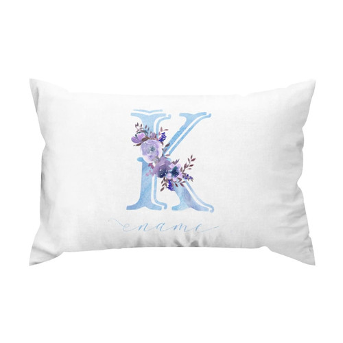 Yinrune Personalized Polyester Pillowcases Custom Name Loral Monogram Letter Retro Waist Lumbar Pillow Cover Holiday Anniversary Wedding Gift for Bedroom Living Room Decor 12x20in