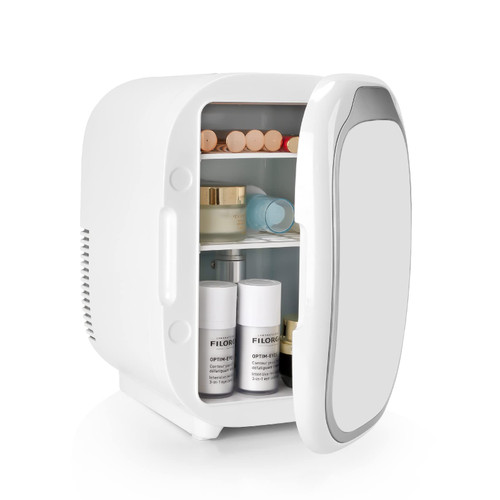 Ethereal Mini-Skincare-Fridge-for-Bedroom, 6 Liter/8 Can AC/DC Portable Thermoelectric Cooler and Warmer Compact Refrigerator, Portable Small Fridge for Skincare Foods Medications