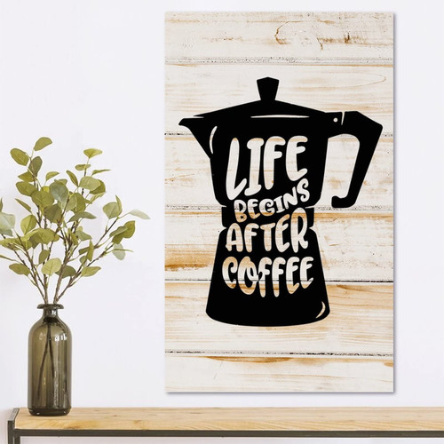 Vrurinss Hanging Wooden Sign with Saying Love Quote Life Begins after Coffee Rustic Blessed Sign Positive Life Garden Signs for Home Kitchen Table Wall Decor Women Gift 6x10 Inch
