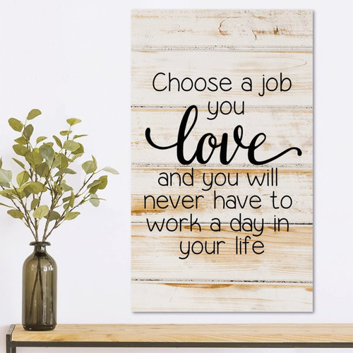 Vrurinss Wood Plaque Wall Hanging Sign Family Lettering Choose A Job You Love Family Rustic Wooden Signs Funny Garden Signs for Home Kitchen Table Wall Decor Women Gift 6x10 Inch