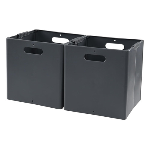 Hespama 4 Pack Collapsible Storage Cubes, Grey Plastic Foldable Storage Cubes Bin