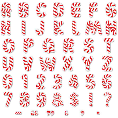 176 Pcs Candy Letters, Christmas Bulletin Board Alphabet Letters Number and Symbol Cutouts for Home Classroom Christmas Holiday Birthday Party School Decorations Supplies