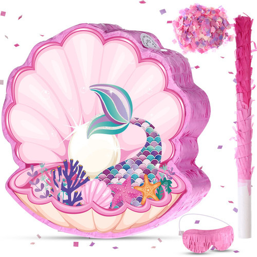 Seashell Pinata Mermaid Pinatas for Birthday Party Girl, Sea Theme Pinata with Pinata Stick, Blindfold and Confetti for Mermaid Birthday Decorations Supplies (Pearl) Seashell Pinata Mermaid Pinatas for Birthday Party Girl, Sea Theme Pinata with Pinata Stick, Blindfold and Confetti for Mermaid Birthday Decorations Supplies (Pearl)