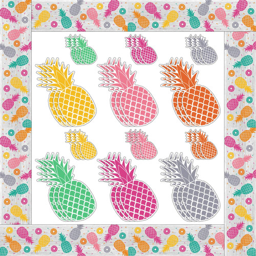71 Pieces Pineapple Bulletin Board Border Pineapple Die Cut Border Trim Straight Border Trim Tropical Punch Pineapples Accents Mini Accents for Tropical Classroom Office Board Decoration