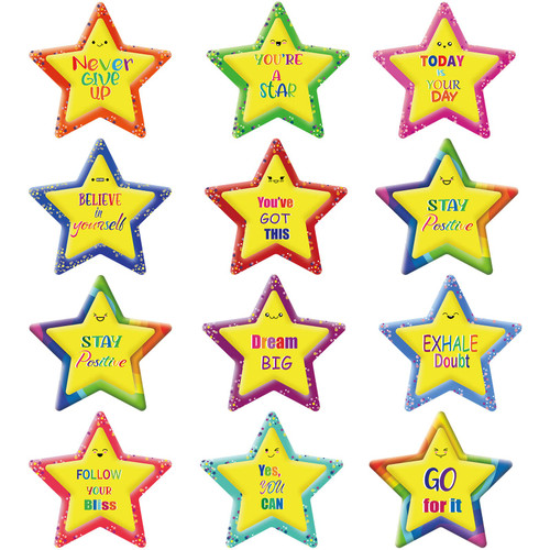 72 Pcs Space Galaxy Classroom Decorations Stars Colorful Cutouts Set Classroom Bulletin Board Decorations Paper Positive Sayings Accents for School Office Teacher Wall Door Decor (Lovely Style)