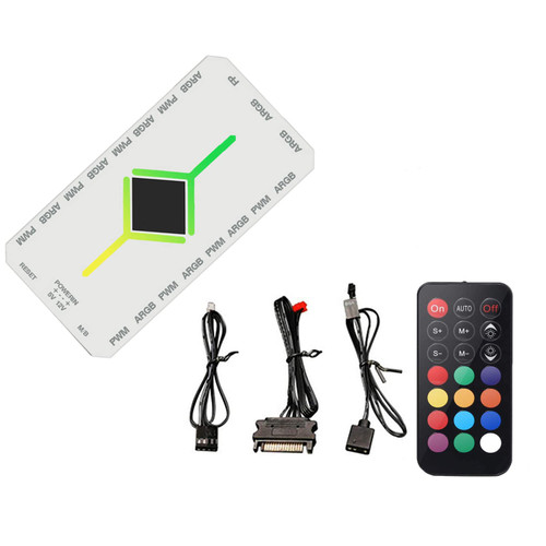 PWM Fan Hub for 5V Addressable ARGB Computer PC Case Fan PWM 1 to 8 Ports Magnetic Fan Hub Splitter with Remote SATA Power Supply White