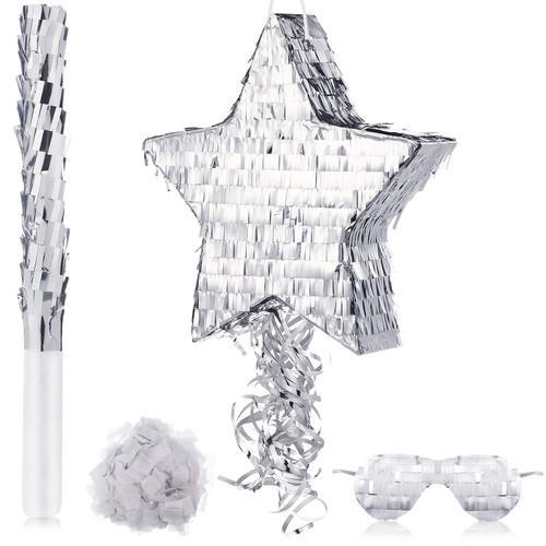 Disco Ball Small Pinata with Pinata Stick Blindfold and Confetti, Silver Foil Pinatas for Birthday Party, Small Pinata for Kids Adults Retro Birthday Game Party Decorations Supplies Favors (Star) Disco Ball Small Pinata with Pinata Stick Blindfold and Confetti, Silver Foil Pinatas for Birthday Party, Small Pinata for Kids Adults Retro Birthday Game Party Decorations Supplies Favors (Star)