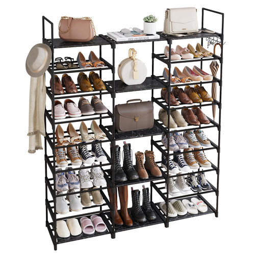Fixwal 9 Tiers Shoe Rack Organizer, Shoe Organizer for Closet for 50-55 Pairs of Shoes and Boots, Stackable Metal Shoe Shelf with Hooks for Entryway, Shoe Racks for Bedroom Closet(Black) Fixwal 9 Tiers Shoe Rack Organizer, Shoe Organizer for Closet for 50-55 Pairs of Shoes and Boots, Stackable Metal Shoe Shelf with Hooks for Entryway, Shoe Racks for Bedroom Closet(Black)