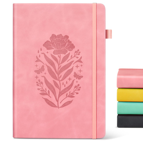 Lined Journal Notebook for Women, A5 Pink Hardcover Leather Journals for Writing, 200 Pages Thick Travel Daily Journal, College Ruled Notebook for Work School, Note Taking, Business 5.75'' X 8.38''