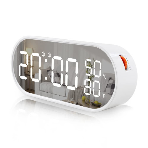 FanJu Digital Alarm Clock with USB Port for Charging, Mirror Surface LED Time Display,Humidity Temperature Detect,Dual Alarm with Snooze Mode,Brightness Adjustable,Alarm Clock for Bedroom Desk FanJu Digital Alarm Clock with USB Port for Charging, Mirror Surface LED Time Display,Humidity Temperature Detect,Dual Alarm with Snooze Mode,Brightness Adjustable,Alarm Clock for Bedroom Desk