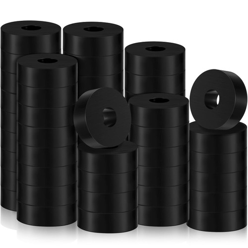 Multi Purpose Rubber Spacer 1 Inch OD x 3/8 Inch ID x 1/2 Inch Thickness Black Round Rubber Washers Anti Vibration Neoprene Rubber Bushings Spacers Washers for Home and Car Accessories (64)