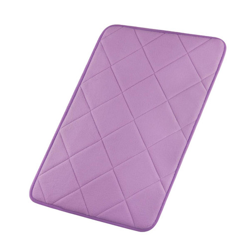 FINDNEW Non-Slip Soft Microfiber Memory Foam Bath Mat Lavender Toilet Bath Rug with Non-Skid Rubber Bottom Small Quickly Drying Bathroom Washable Cushion Accessories 16 X 24 inches,Purple
