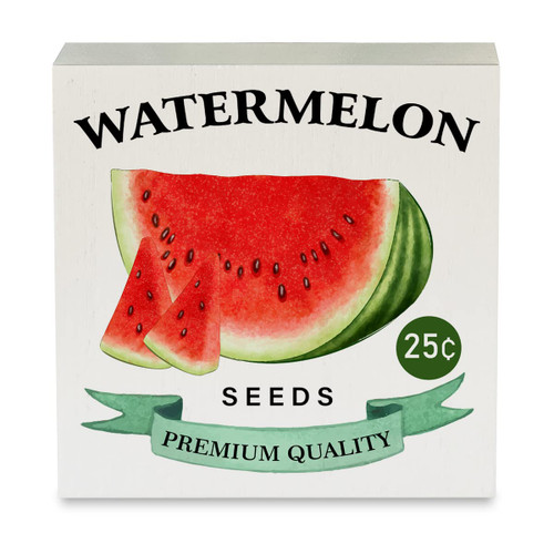 Watermelon Wood Box Sign Rustic Watermelons Wooden Box Sign Decorative Country Summer Sign Block Plaque for Home Desk Table Shelf Decor 5"x 5"
