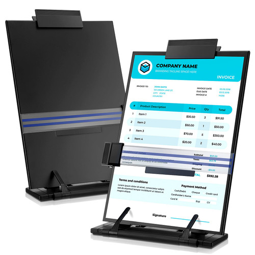 Fulmoon Desktop Document Book Holder with 7 Adjustable Positions 12.2 x 9.21 in Portable Paper Holder with Line Guide Copy Paper Stand Document Stand Book Stand for Desk A4, 150 Sheets, Black (2 Pcs)