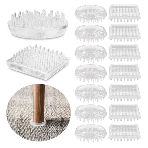 16PCS Carpet Protectors Spiked Caster Cups, Square Round Furniture Caster Cups, Plastic Caster Cups Comfortable Touch Caster Cup Spiked Furniture Cup Carpet Protector for Sofa Table Chairs Legs