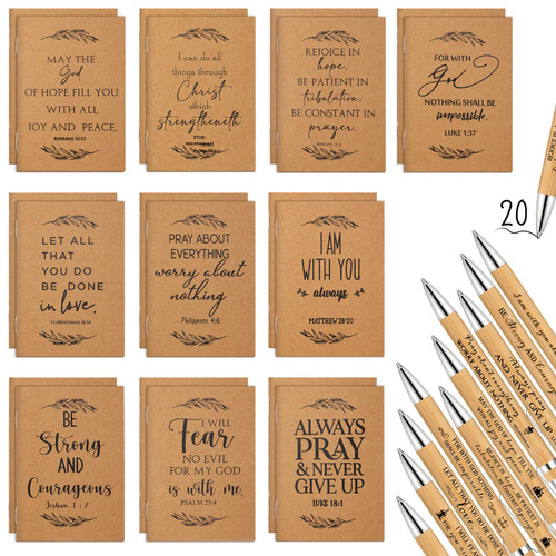 Fuutreo Christian Gift Notebooks Bible Verse Prayer Journals Religious Inspirational Notebook Scripture Sunday School Mini Pocket Notepad Bible Ballpoint Pen Church Christian Gifts for Women (60 Pcs)