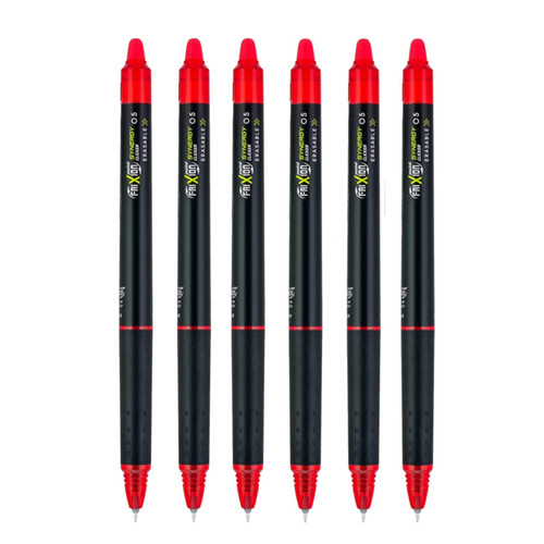 PILOT FriXion Synergy Clicker Retractable & Erasable Gel Ink Pens, 0.5mm Extra Fine Point, Red Ink, 6-pack