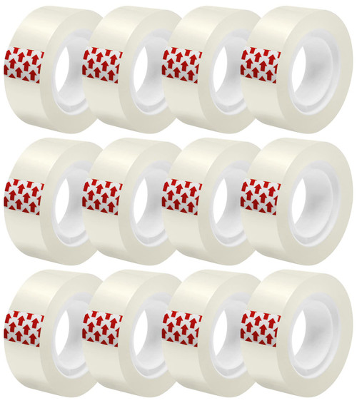 GIBIBU 12 Rolls Transparent Tape Refills, Clear Tape Dispenser Refill Rolls, Glossy Gift Wrap Tapes for Office, School, Home, 3/4 x 1000 Inches