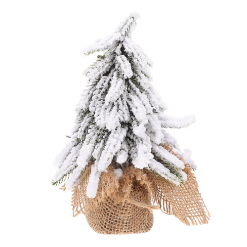 BESTOYARD 1pc Christmas Sackcloth Snow Christmas Decorations Counter Decor Flocked Christmas Tree Christmas Mini Table Tree Artificial Snowy Christmas Tree Mini Christmas Tree Model Frosted