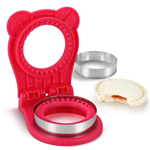Junejour Sandwich Press Uncrustables for Kids, Round Shape Sandwich Cutter and Sealer, Crustless Sandwich Press Mold Cookie Bread Pancake Maker for Boys Girls Lunch, 16.5x12.5x4cm (Pink) Junejour Sandwich Press Uncrustables for Kids, Round Shape Sandwich Cutter and Sealer, Crustless Sandwich Press Mold Cookie Bread Pancake Maker for Boys Girls Lunch, 16.5x12.5x4cm (Pink)