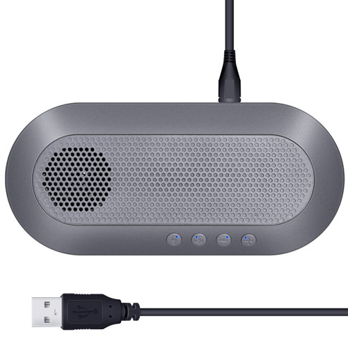 USB Speakerphone, Omnidirectional Microphone Conference Speakerphone with Noise Reduction, Plug and Play Computer Speaker for Zoom, Teams, Video Conference Calls, Online Class, Home Office (Gray)