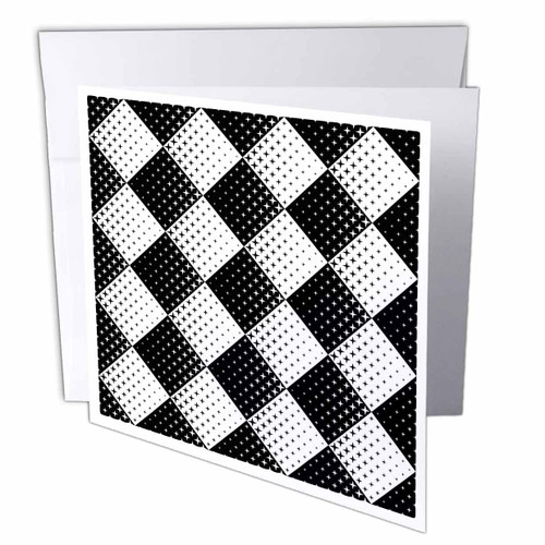 3dRose Seamless black and white star pattern background - Greeting Cards (gc-373224-5)
