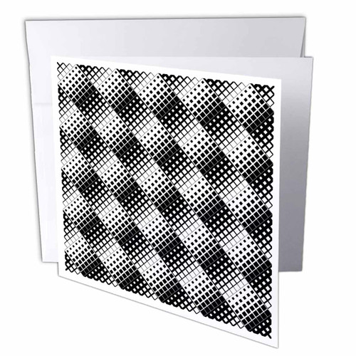 3dRose Black and white abstract geometrical square pattern... - Greeting Cards (gc-373369-5)