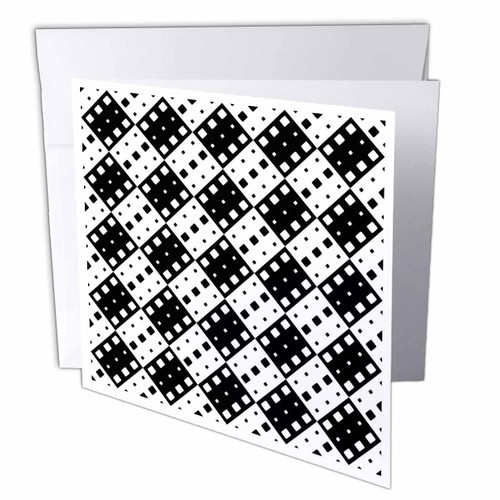 3dRose Geometrical black and white diagonal square pattern... - Greeting Cards (gc-373423-5)