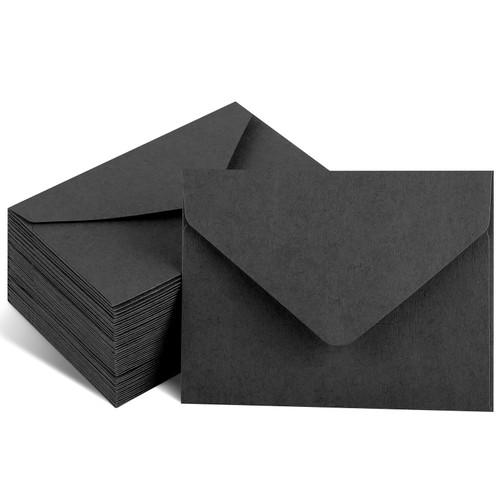Gift Card Envelopes Black, 4"X2.75" Mini Envelopes, Kraft Small Envelopes For Weddings Cards, Rsvp Cards, Response Cards, Baby Showers, Thank You Notes, Photos And Any